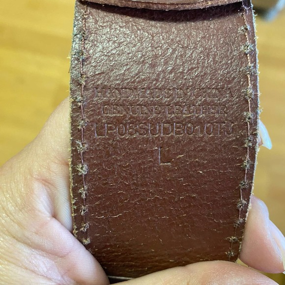 Linea Pelle Brown Leather Gold Studded Preppy Chunky Granola Coastal Wai… - Picture 9 of 10